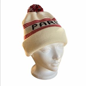Tuque Ivory Knit Yarn Pom Pom Cap “Paris” Hat